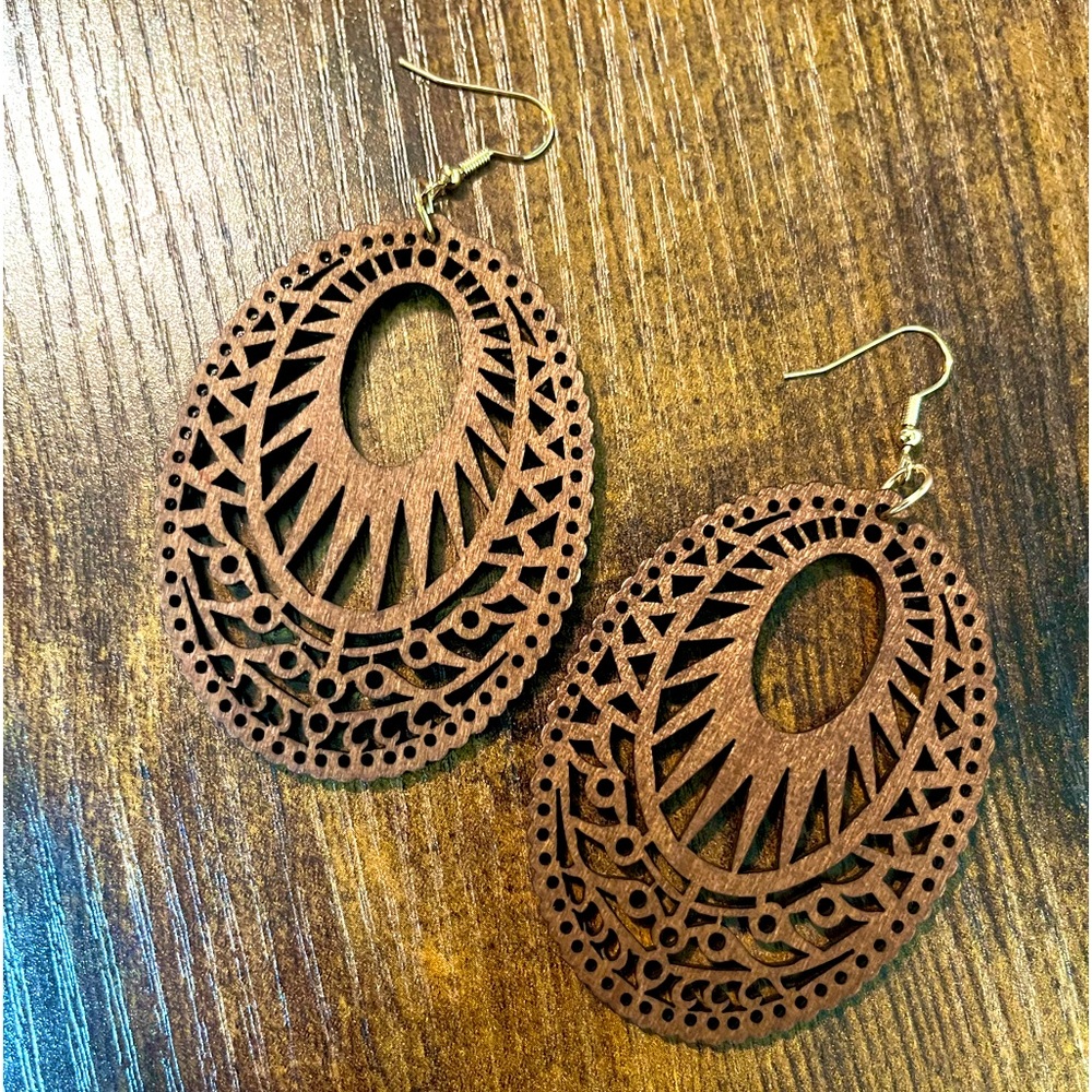 Brown Vibrant Wooden Dangle Earrings